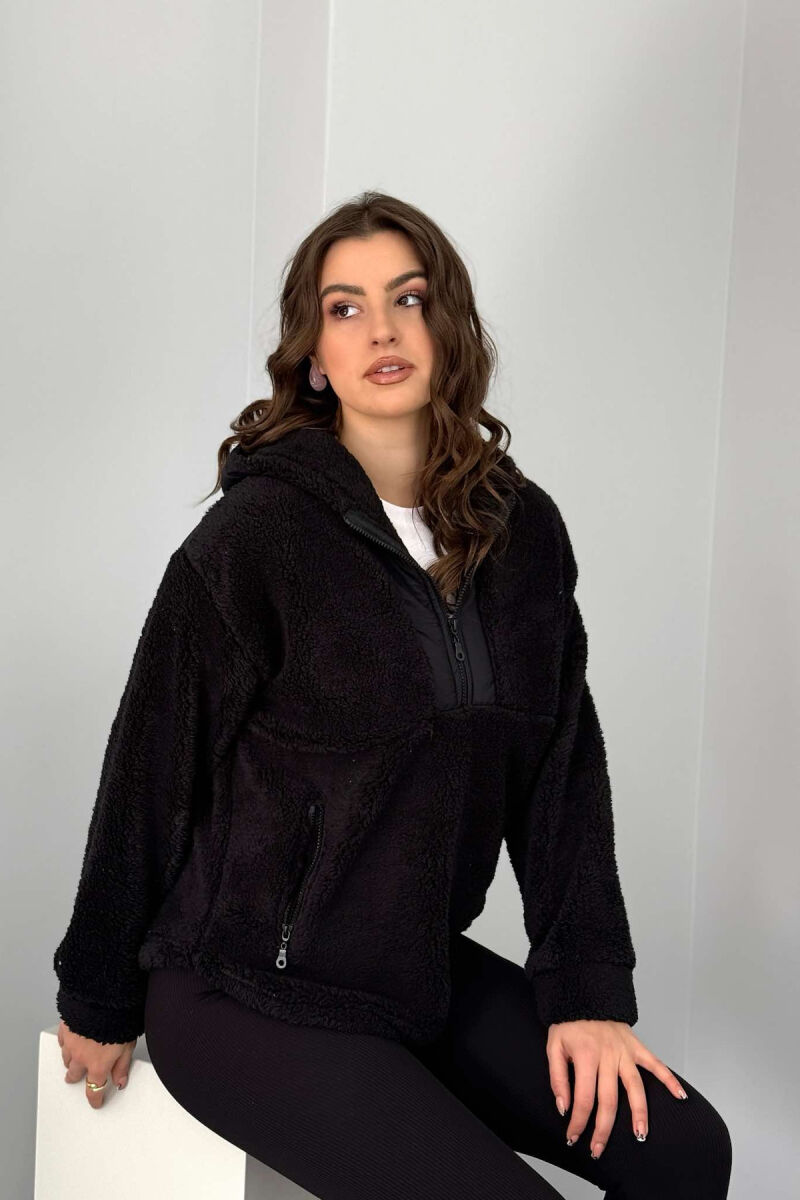 SIMPLE POLAR WOMEN HOODIE BLACK/ E ZEZE - 3