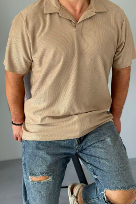 SIMPLE POLO NECK MEN T-SHIRT BEIGE/BEZHE 