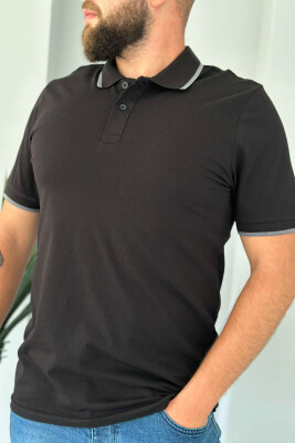 SIMPLE POLO NECK MEN T-SHIRT BLACK/ E ZEZE 