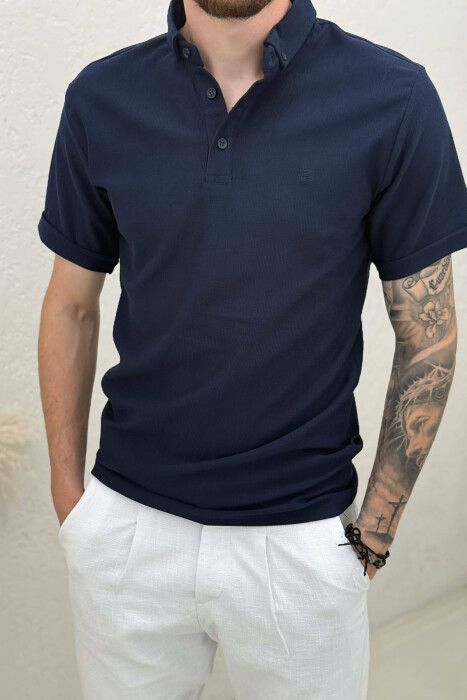 SIMPLE POLO NECK MEN T-SHIRT BLUE/BLU - 2