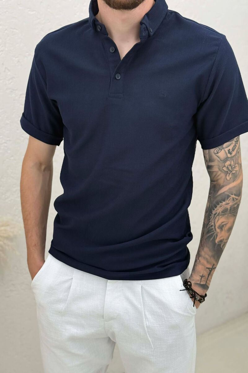 SIMPLE POLO NECK MEN T-SHIRT BLUE/BLU - 2