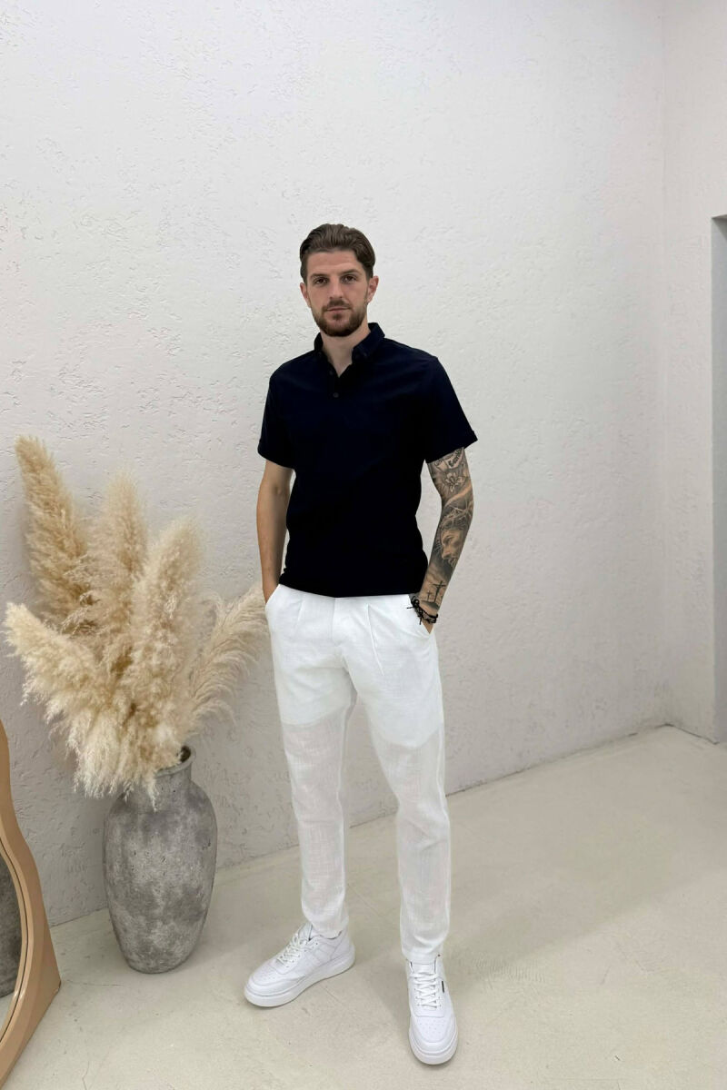 SIMPLE POLO NECK MEN T-SHIRT BLUE/BLU - 3