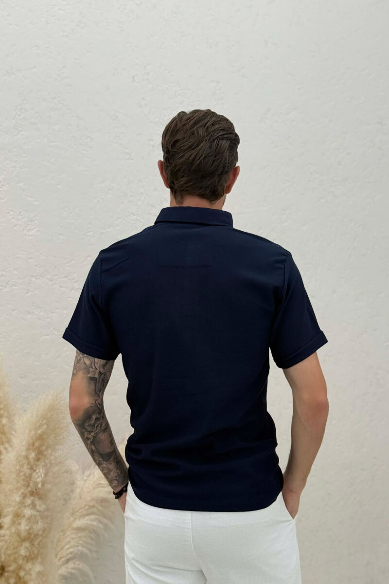 SIMPLE POLO NECK MEN T-SHIRT BLUE/BLU - 4