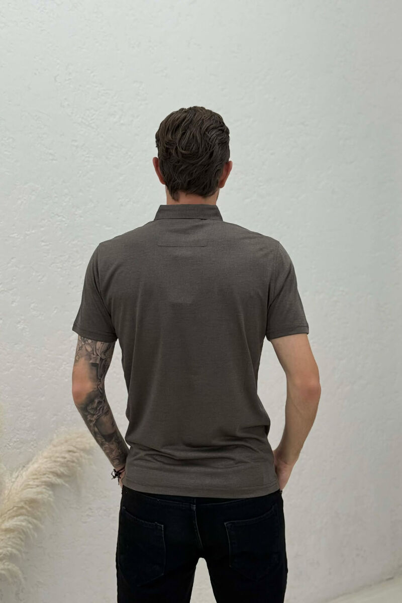 SIMPLE POLO NECK MEN T-SHIRT BROWN/KAFE - 2