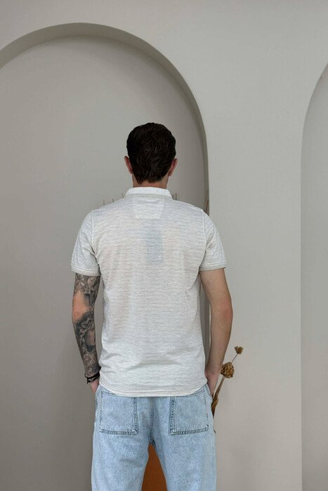 SIMPLE POLO NECK MEN T-SHIRT CREAM/KREM - 5