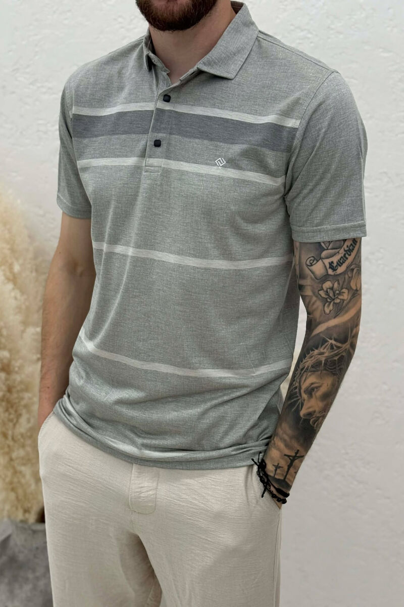 SIMPLE POLO NECK MEN T-SHIRT GREY/GRI - 4