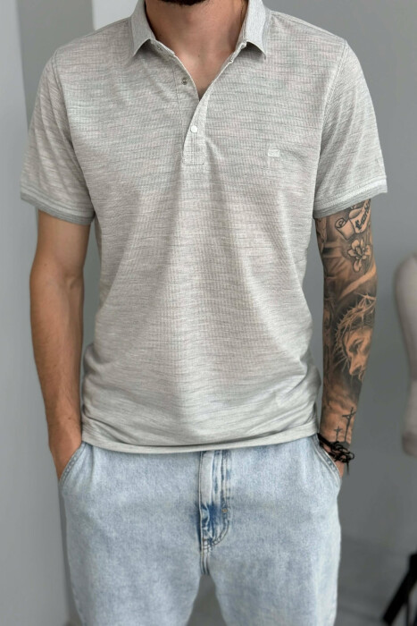 SIMPLE POLO NECK MEN T-SHIRT GREY/GRI - 2