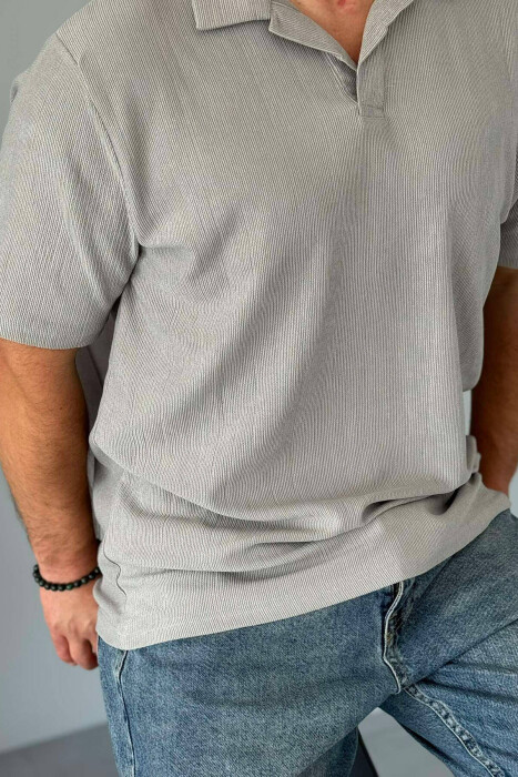 SIMPLE POLO NECK MEN T-SHIRT GREY/GRI - 3