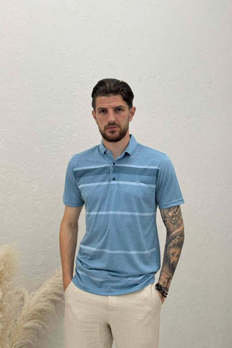 SIMPLE POLO NECK MEN T-SHIRT LIGHTBLUE/BZ - 1