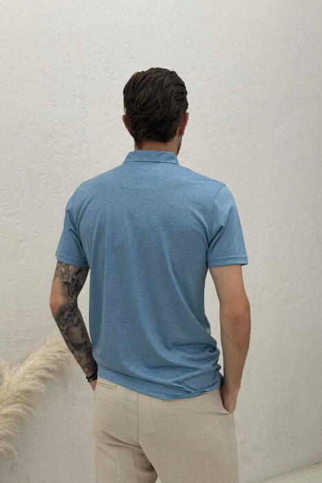 SIMPLE POLO NECK MEN T-SHIRT LIGHTBLUE/BZ - 4