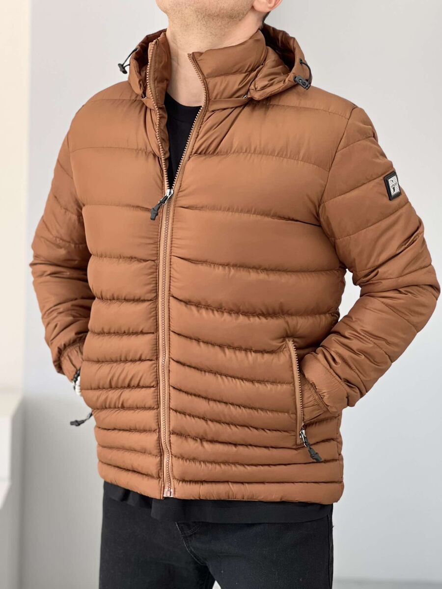 SIMPLE MEN PUFFER JACKET DARK BROWN/KAE - 3