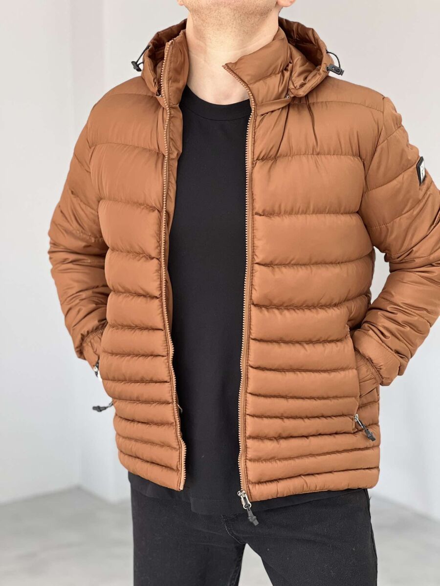 SIMPLE MEN PUFFER JACKET DARK BROWN/KAE - 4