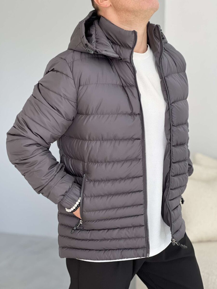 SIMPLE MEN PUFFER JACKET DARK GREY/GEE - 2