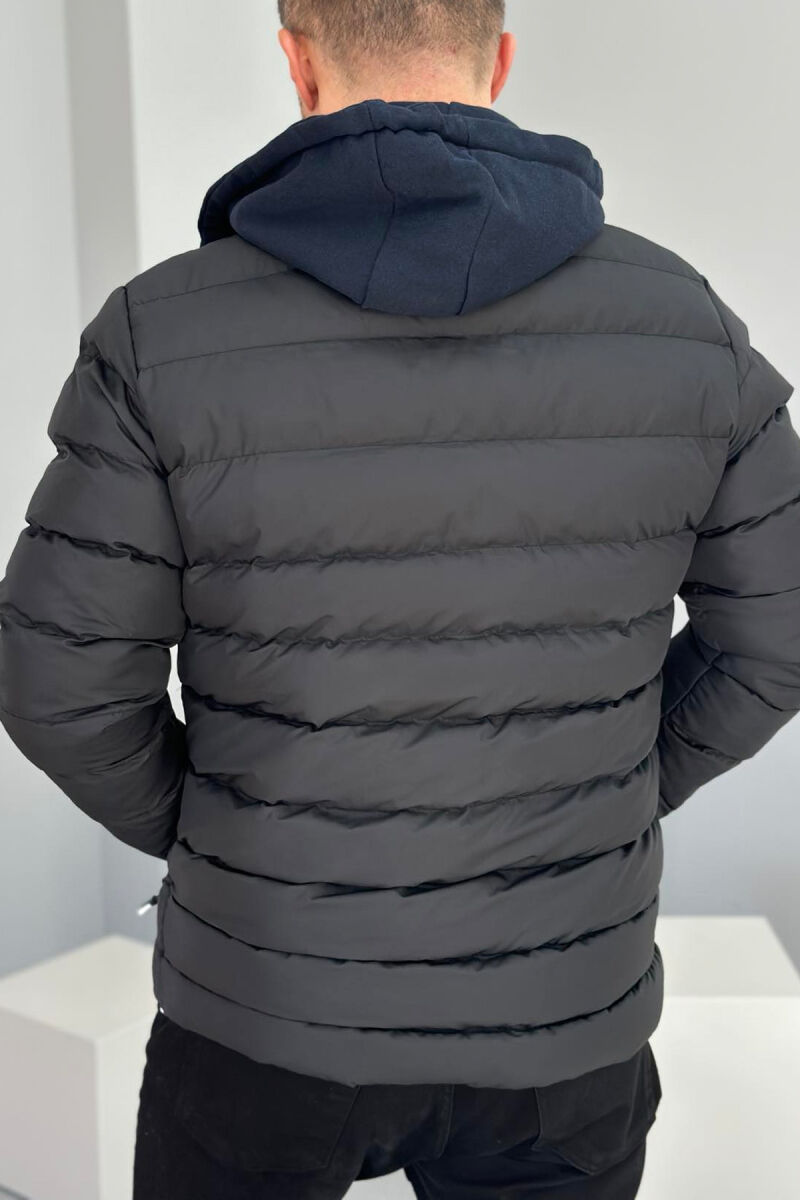 SIMPLE PUFFER ONE COLORE MEN JACKET BLACK/ E ZEZE - 2