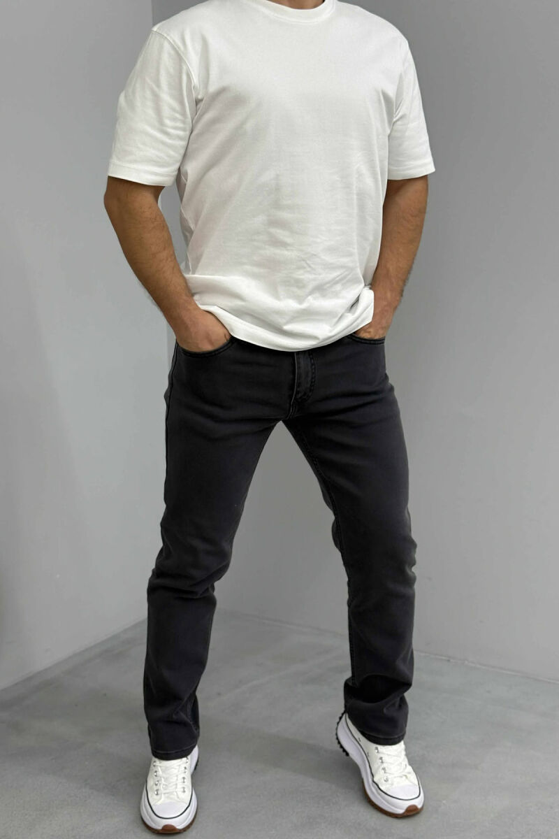 SIMPLE REGULAR ONE COLOR MEN JEANS DARK GREY/GEE - 1