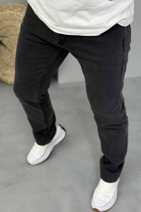 SIMPLE REGULAR ONE COLOR MEN JEANS DARK GREY/GEE - 2