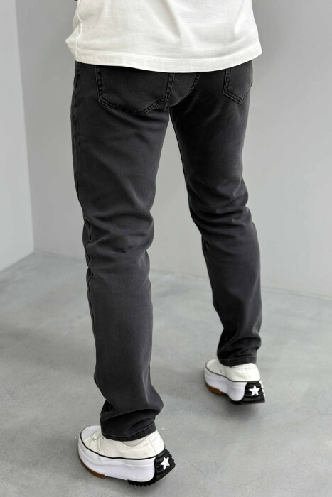 SIMPLE REGULAR ONE COLOR MEN JEANS DARK GREY/GEE - 4