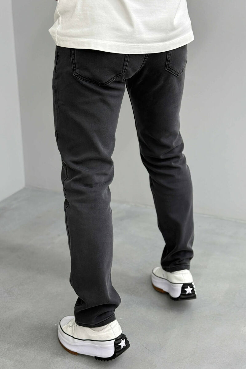 SIMPLE REGULAR ONE COLOR MEN JEANS DARK GREY/GEE - 4