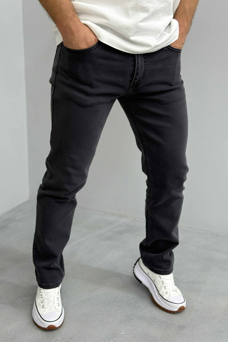 SIMPLE REGULAR ONE COLOR MEN JEANS DARK GREY/GEE - 3