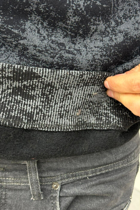 SIMPLE ROUND NECK FLUFFY MEN SWEATSHIRT DARK BLUE/BEE - 5