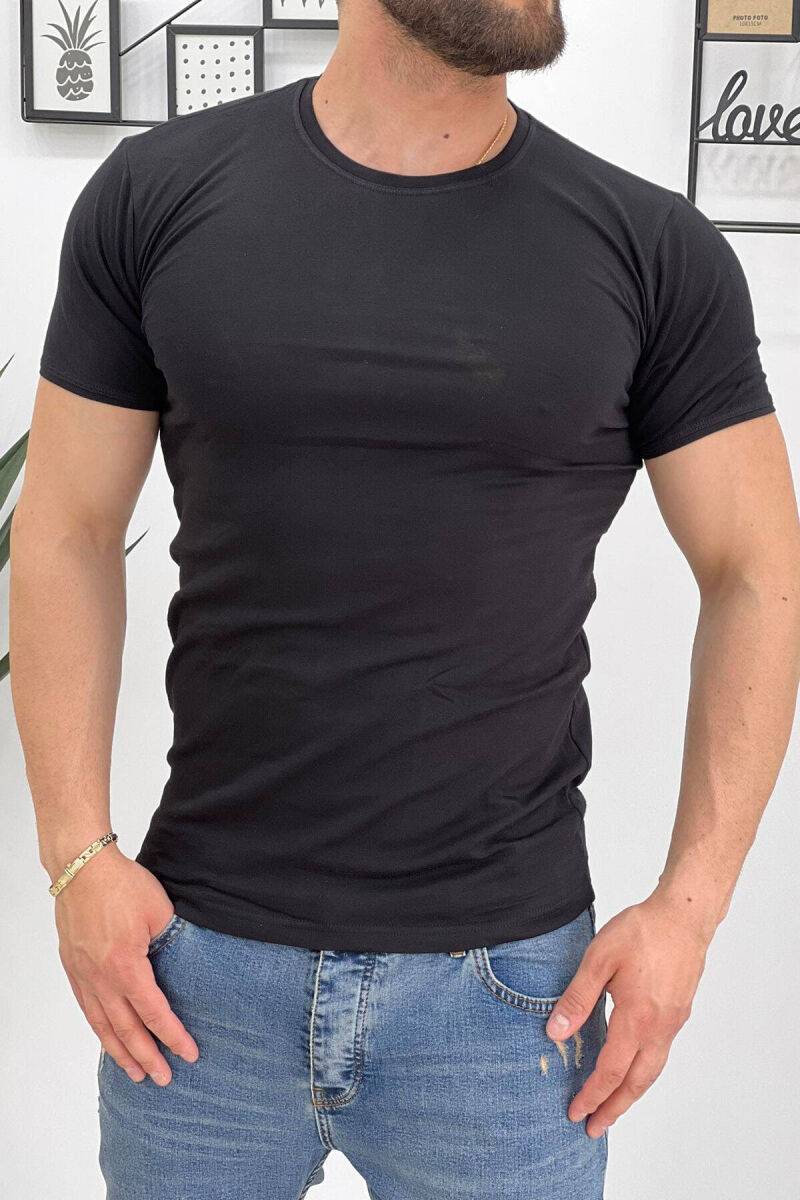 SIMPLE ROUND NECK MAN T-SHIRT BLACK/ E ZEZE - 1