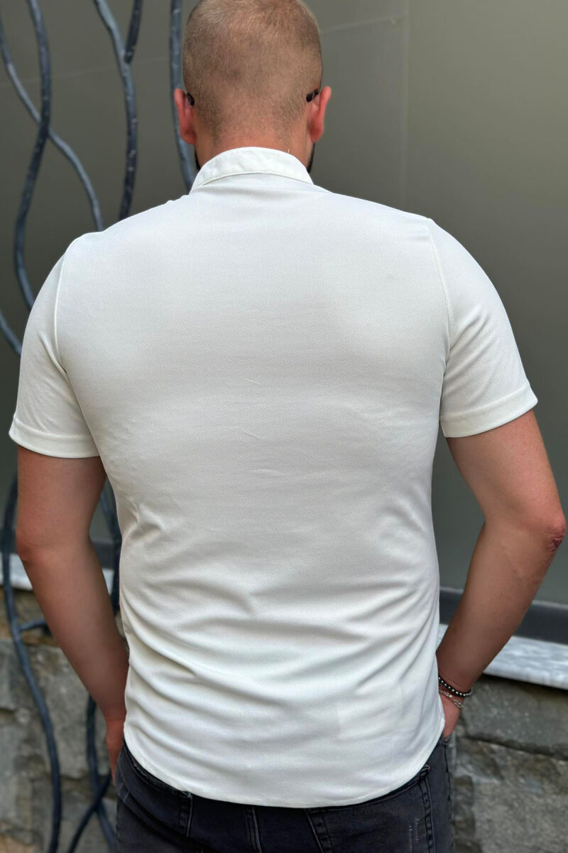 SIMPLE ROUND NECK MEN SHIRT WHITE-E BARDHE - 2