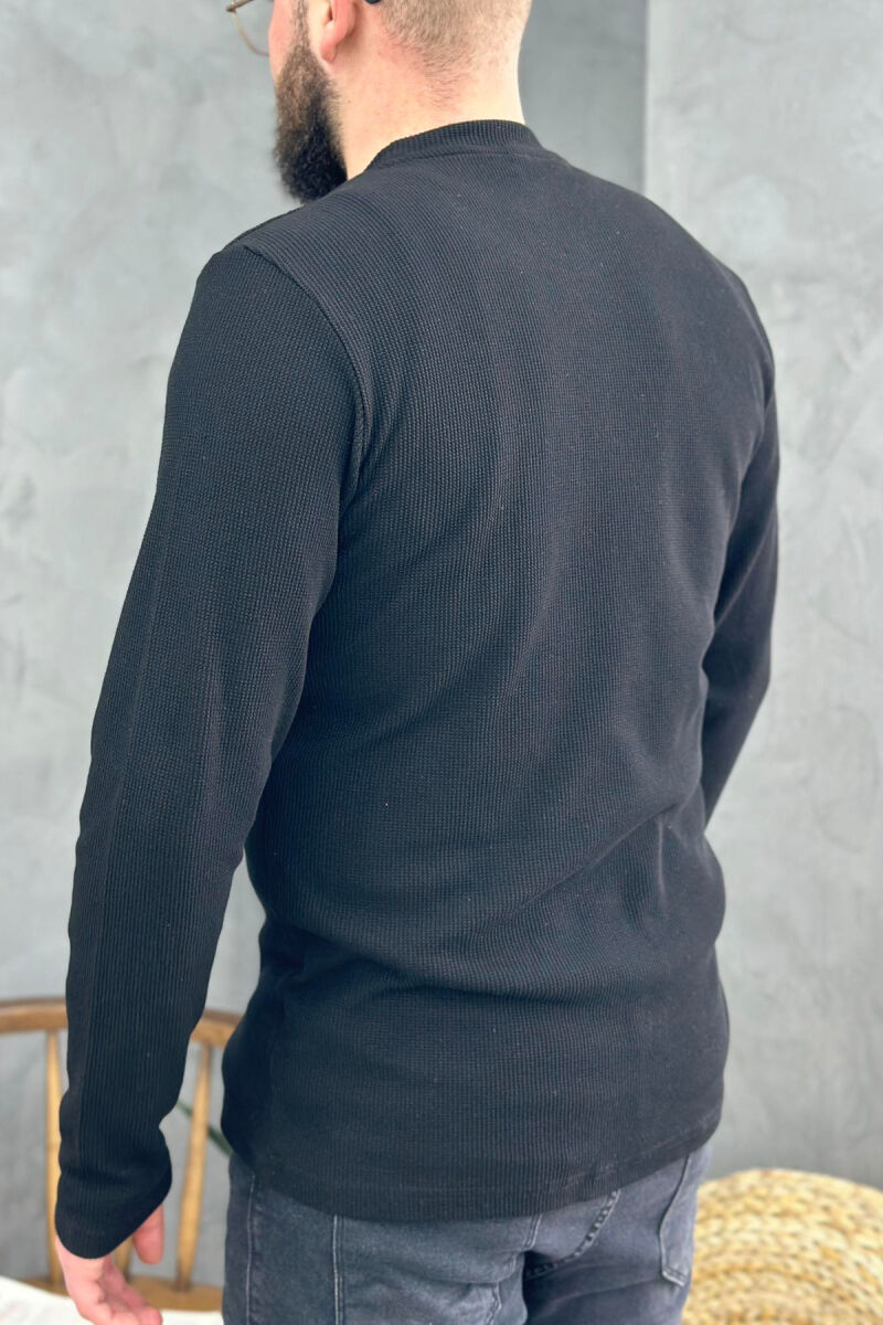 SIMPLE ROUND NECK MEN SWEATSHIRT BLACK/ E ZEZE - 2