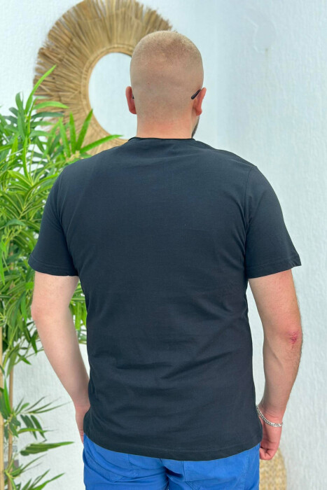 SIMPLE ROUND NECK MEN TSHIRT BLACK/ E ZEZE - 2