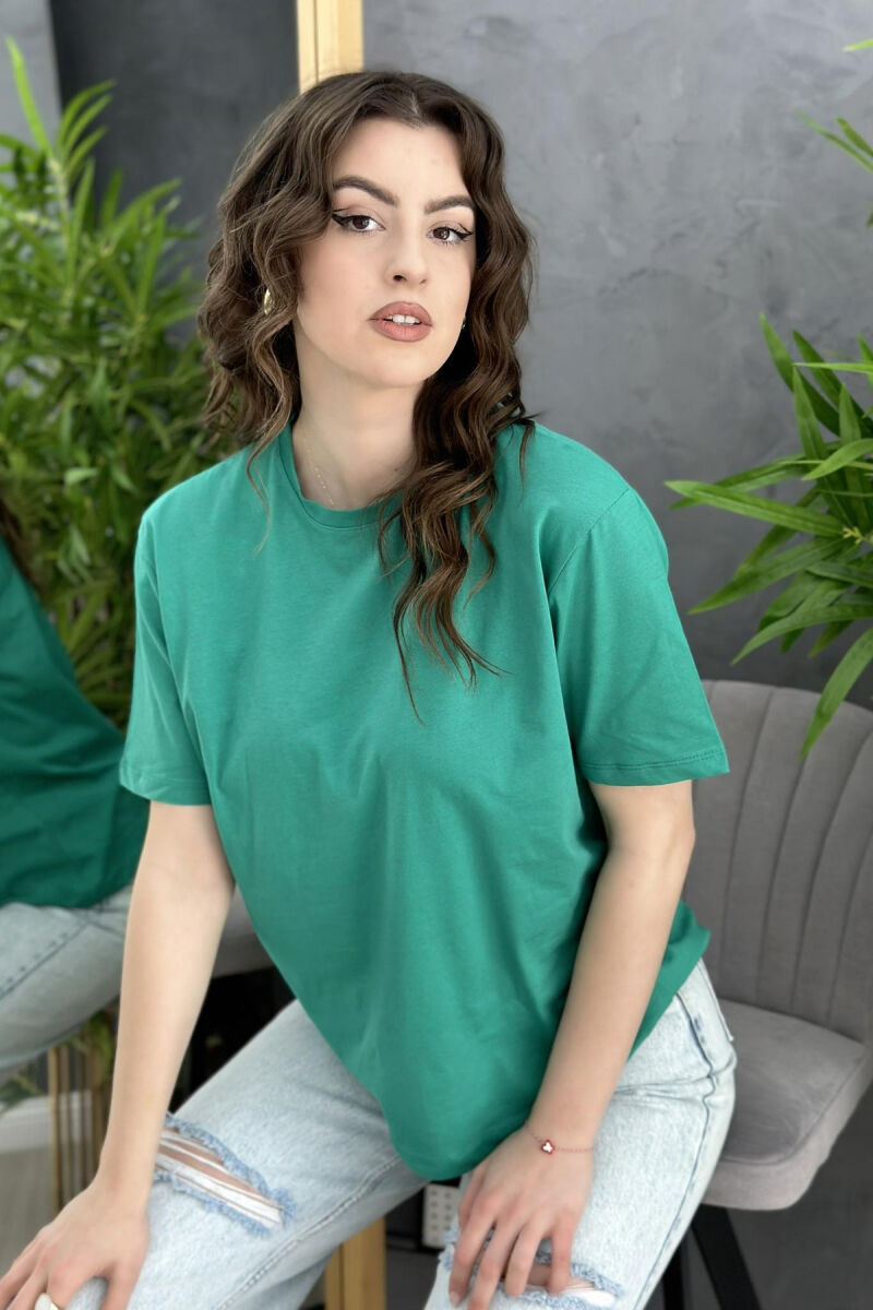 SIMPLE ROUND NECK WOMAN T-SHIRT GREEN/JESHILE - 2