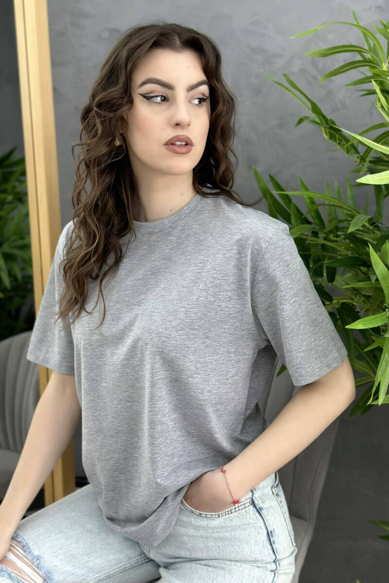 SIMPLE ROUND NECK WOMAN T-SHIRT GREY/GRI T-SHIRT DE-23507