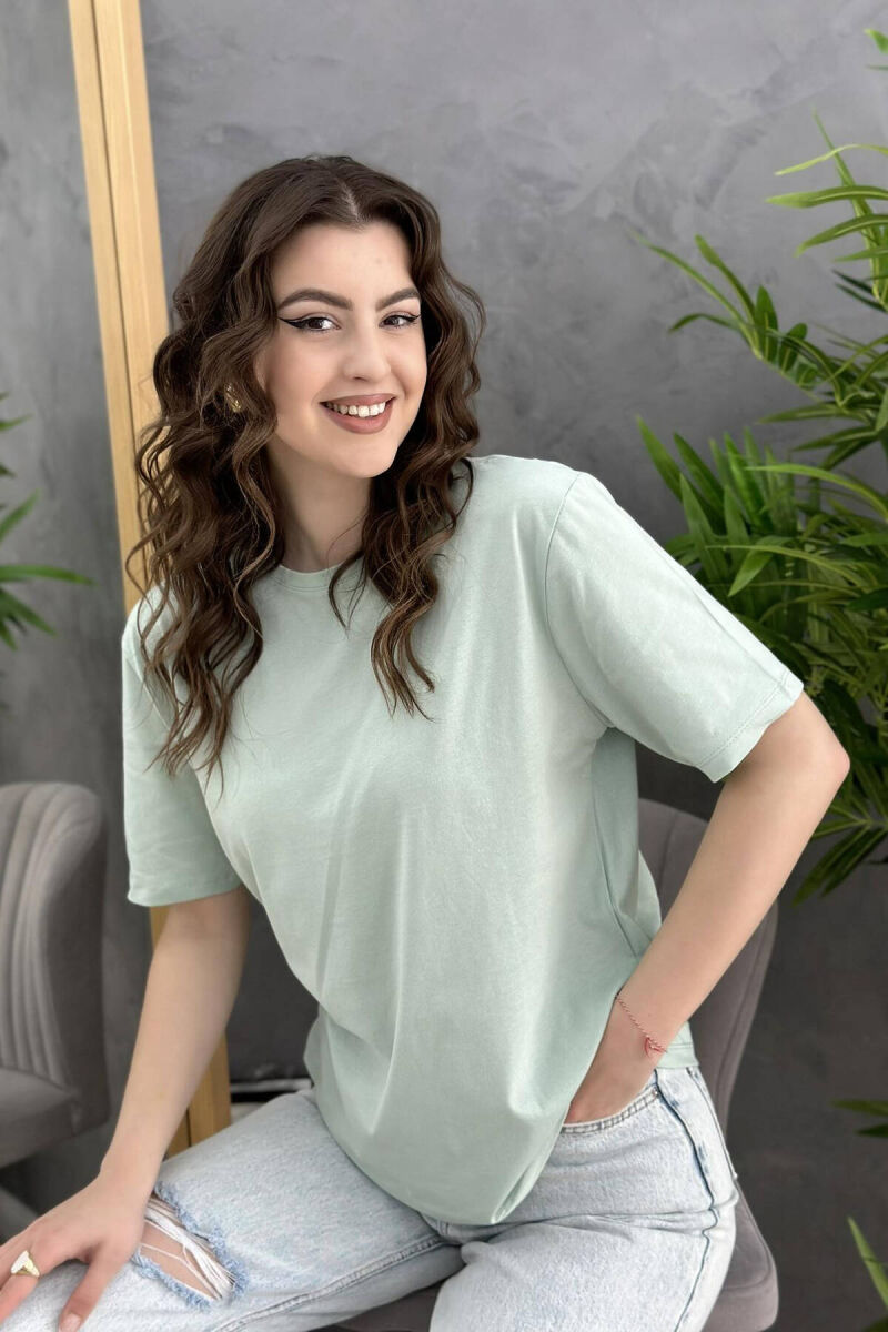 SIMPLE ROUND NECK WOMAN T-SHIRT MINT/MENTE - 1