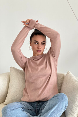 SIMPLE ROUND NECK WOMEN SWEATER BEIGE/BEZHE 