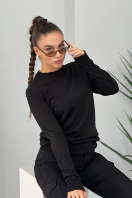 SIMPLE ROUND NECK WOMEN SWEATER BLACK/ E ZEZE 