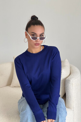 SIMPLE ROUND NECK WOMEN SWEATER BLUE/BLU 