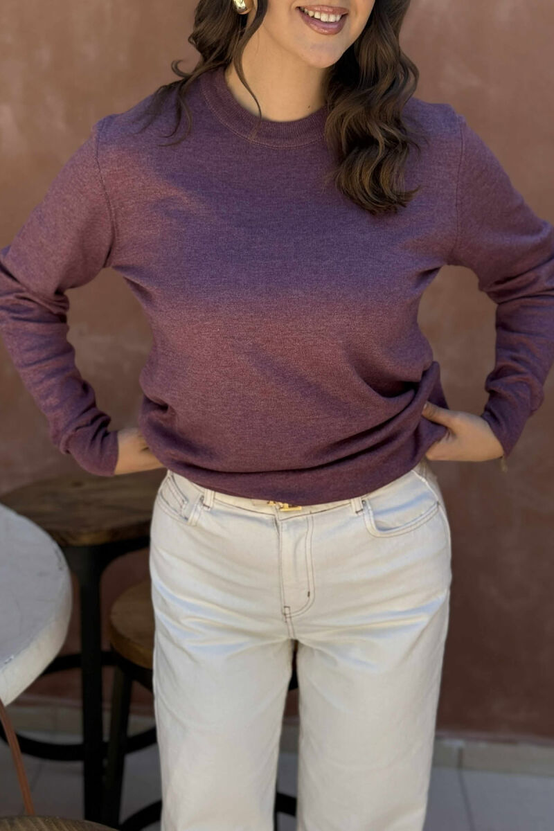 SIMPLE ROUND NECK WOMEN SWEATER DARK PURPLE/LEJLA ERRET - 3