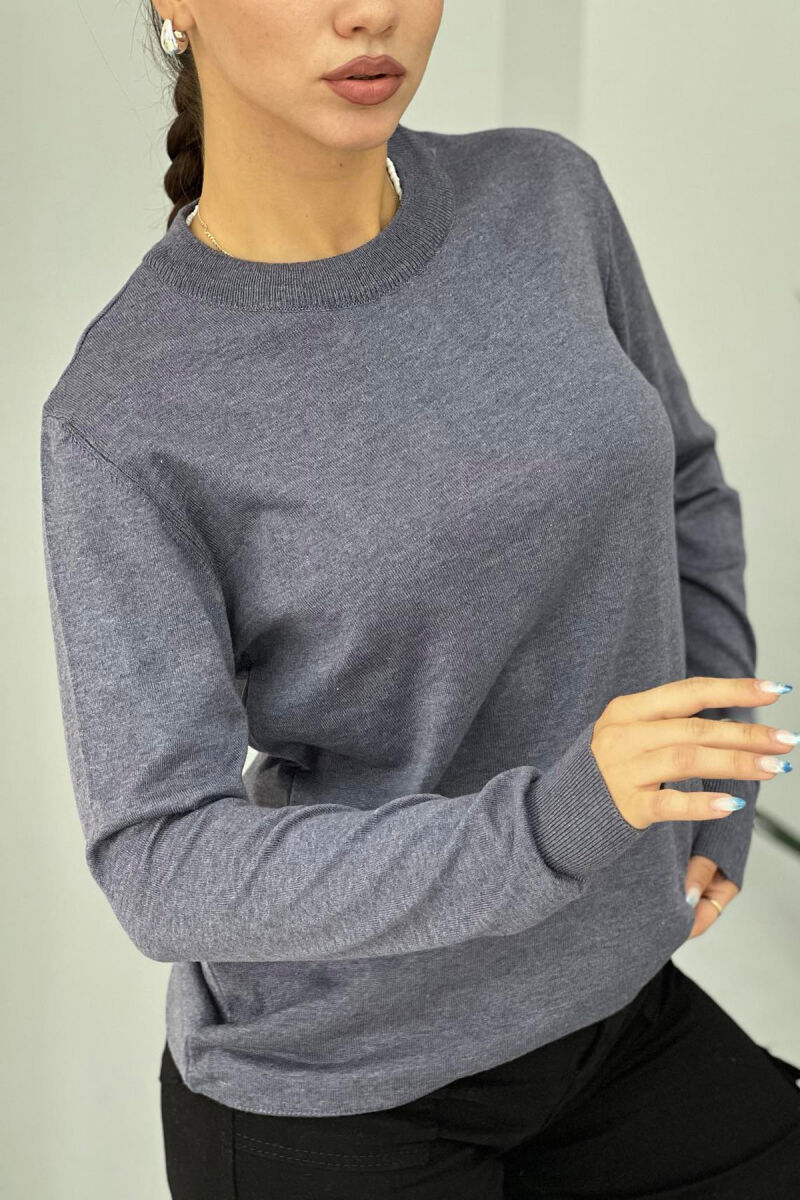 SIMPLE ROUND NECK WOMEN SWEATER GREY/GRI - 3