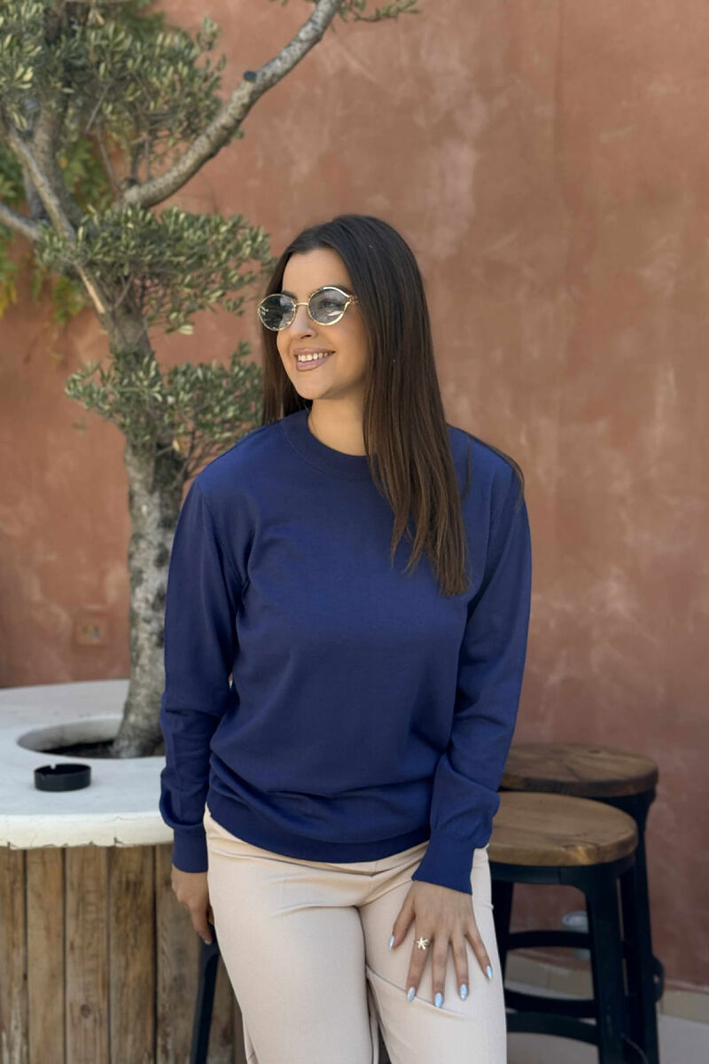 SIMPLE ROUND NECK WOMEN SWEATER MIDNIGHT BLUE/BLU MESNATE - 3