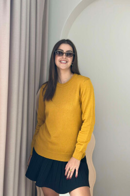 SIMPLE ROUND NECK WOMEN SWEATER MUSTARD/MUSTARDE 