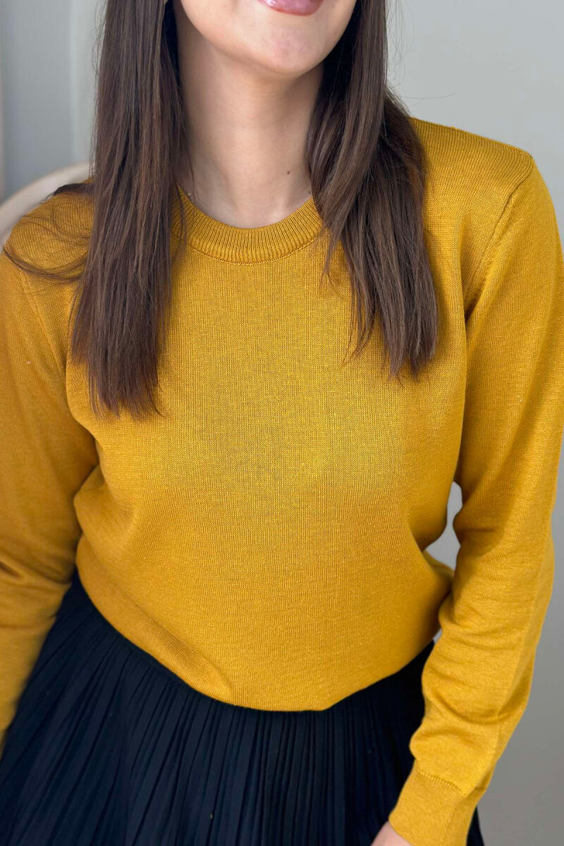 SIMPLE ROUND NECK WOMEN SWEATER MUSTARD/MUSTARDE - 2