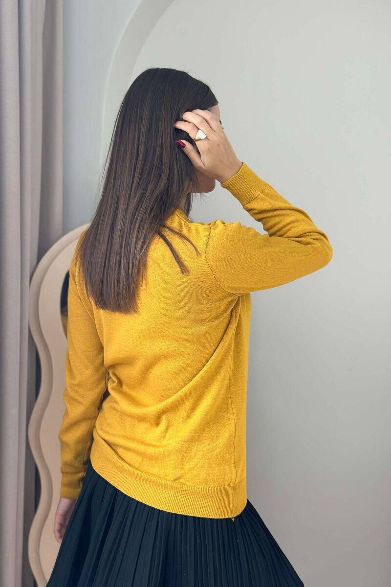 SIMPLE ROUND NECK WOMEN SWEATER MUSTARD/MUSTARDE - 5