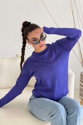 SIMPLE ROUND NECK WOMEN SWEATER PURPLE/LEJLA 