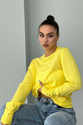 SIMPLE ROUND NECK WOMEN SWEATER YELLOW/E VERDHE 