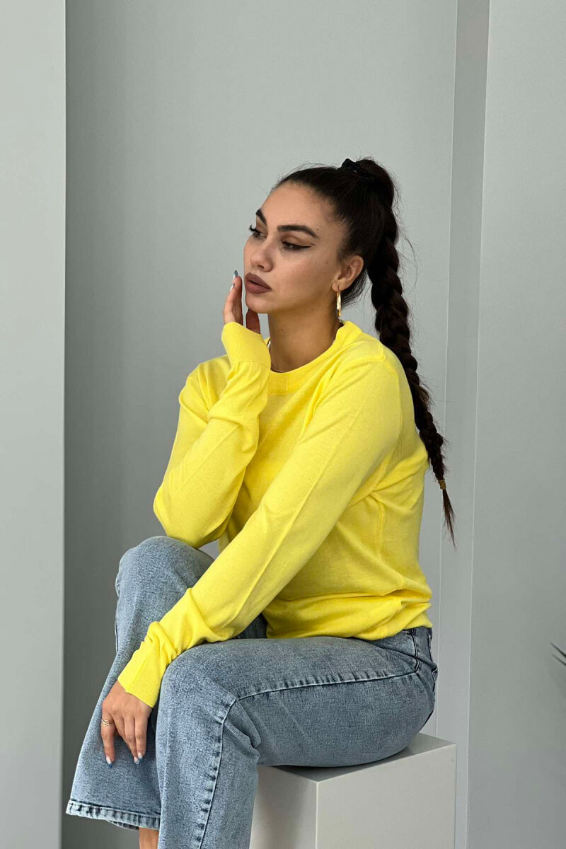 SIMPLE ROUND NECK WOMEN SWEATER YELLOW/E VERDHE - 2