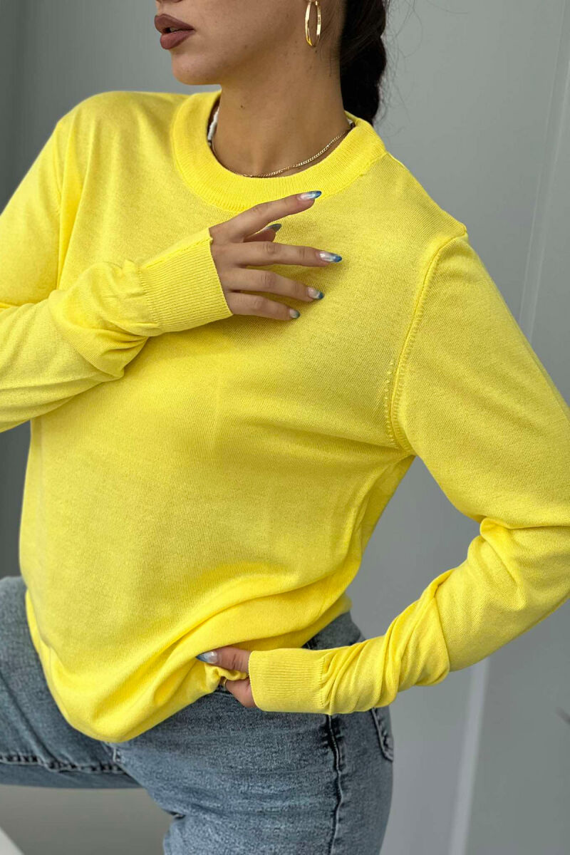 SIMPLE ROUND NECK WOMEN SWEATER YELLOW/E VERDHE - 3