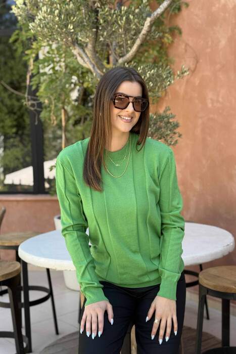 SIMPLE ROUND NECK WOMEN SWEATSHIRT GREEN/JESHILE - 4