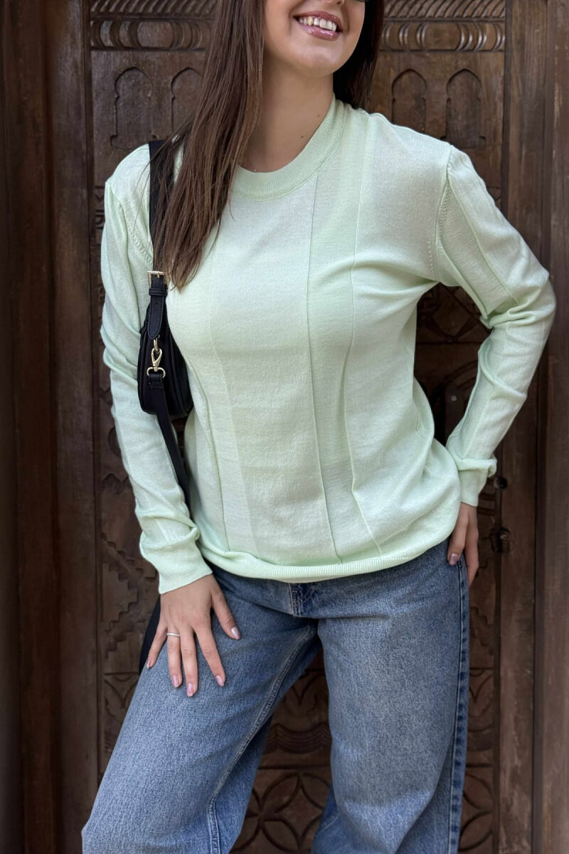 SIMPLE ROUND NECK WOMEN SWEATSHIRT MINT/MENTE - 4