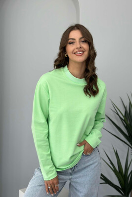 SIMPLE ROUND NECK WOMEN SWEATSHIRT MINT/MENTE 