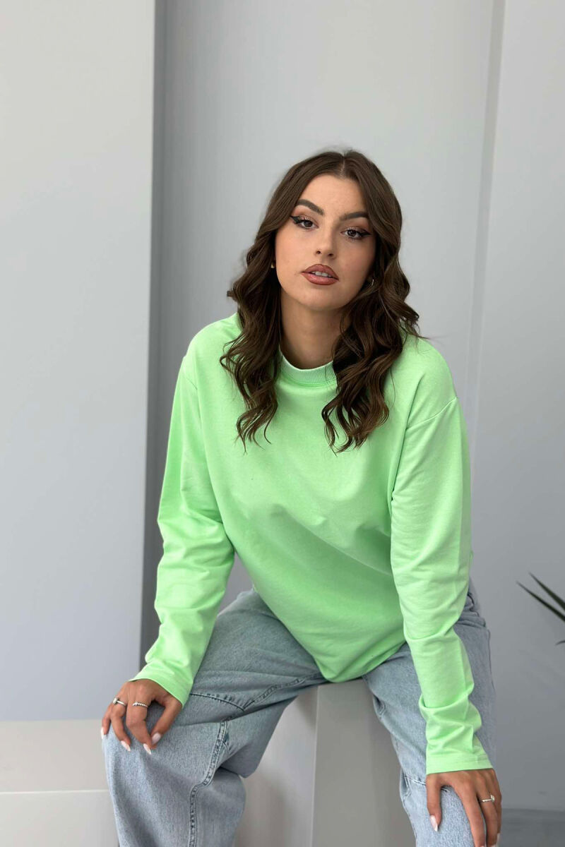 SIMPLE ROUND NECK WOMEN SWEATSHIRT MINT/MENTE - 2