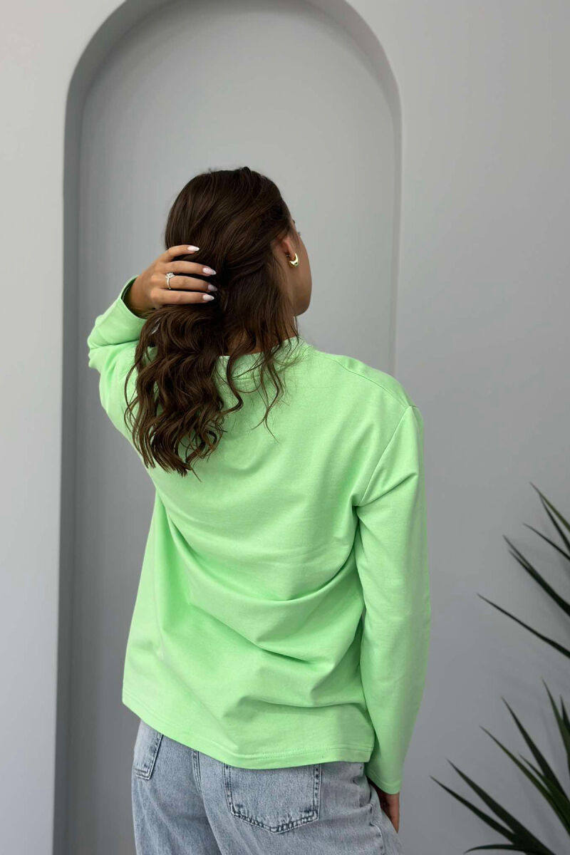 SIMPLE ROUND NECK WOMEN SWEATSHIRT MINT/MENTE - 4