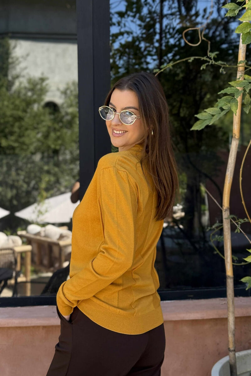 SIMPLE ROUND NECK WOMEN SWEATSHIRT MUSTARD/MUSTARDE - 2